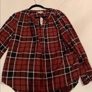 Loft plaid blouse size large with tags never worn